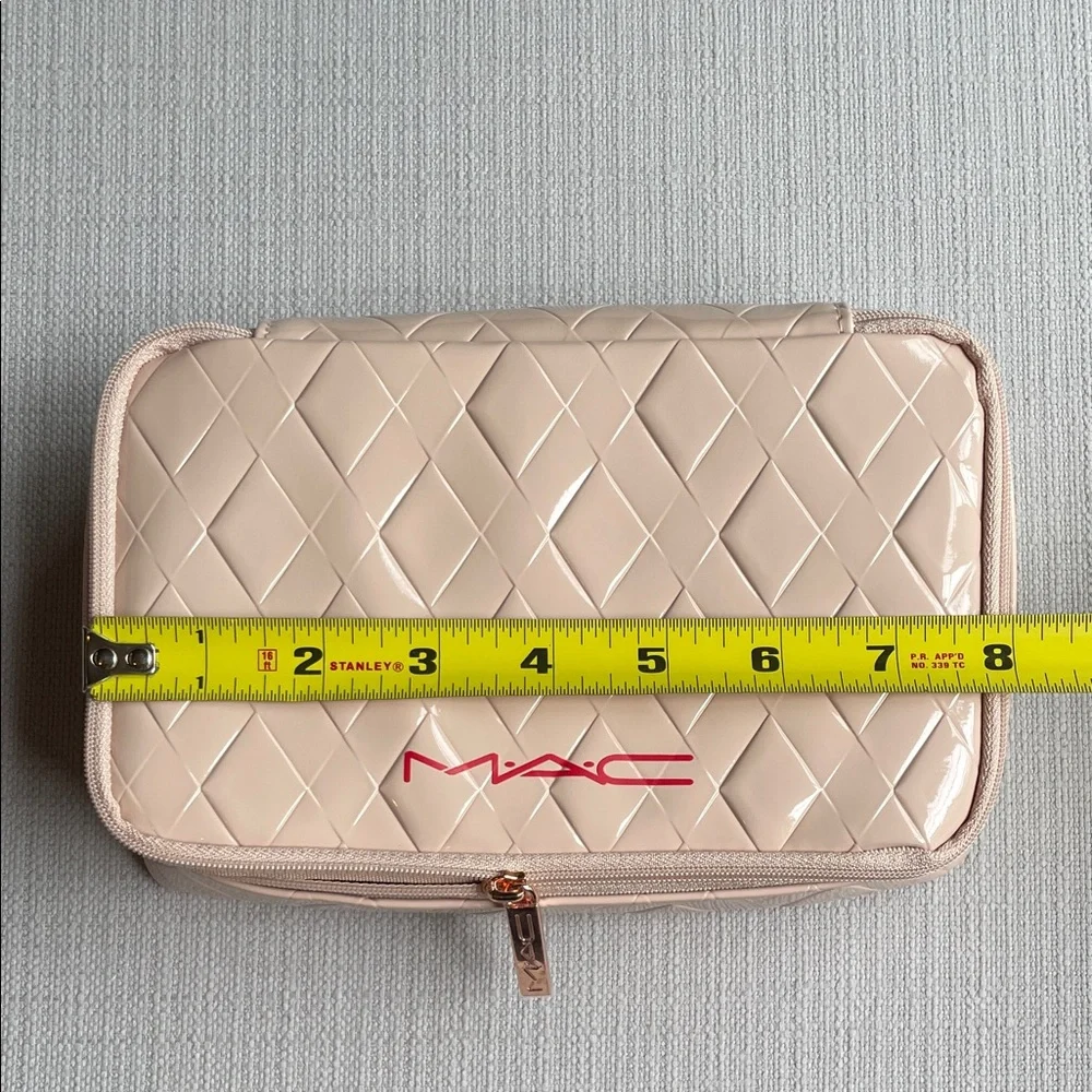 MAC Cosmetics Blush Beige Quilted Patent Cosmetic Bag travel case - Brand New